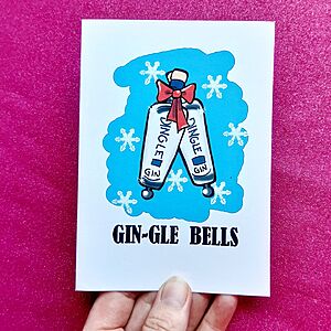 CARTOON OF DINGLE GIN bottles as bells